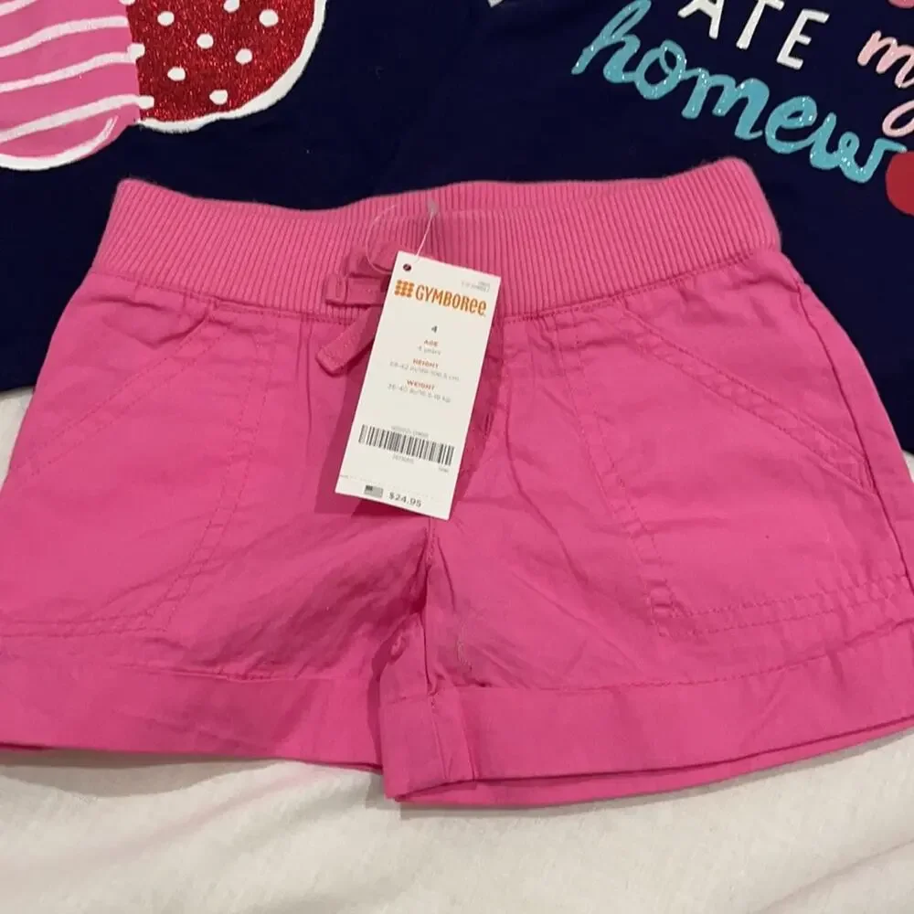 Gymboree 4 pink shorts and 2 short sleeve t’s NWT